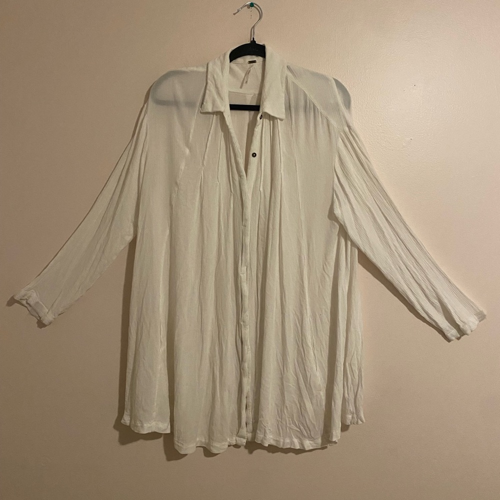 Free people Flowy White Button-Mini dress